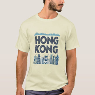 Camiseta de los hombres del paisaje urbano de Hong