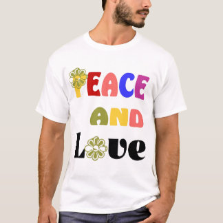 Camiseta de los hombres hippies por la paz y el am
