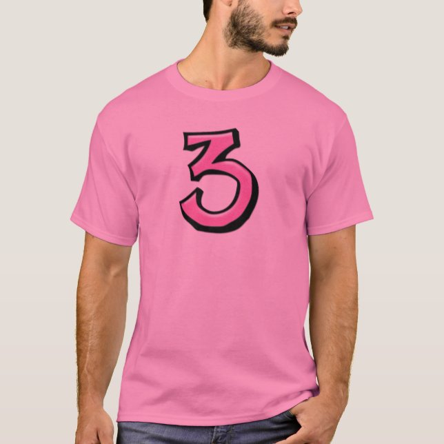 Camiseta de los hombres rosados número 3 (Anverso)