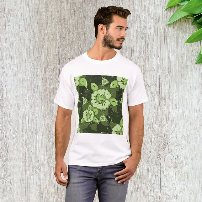 Camiseta de los hombres verdes florales (Subido por el creador)