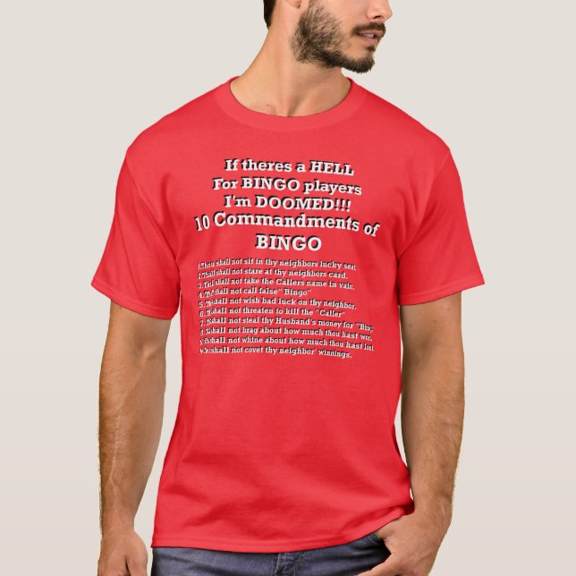Camiseta de los mandamientos del bingo (Anverso)