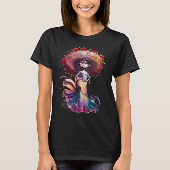 Camiseta De Los Muertos El Día de la Catrina del Azúcar Mue (Anverso)