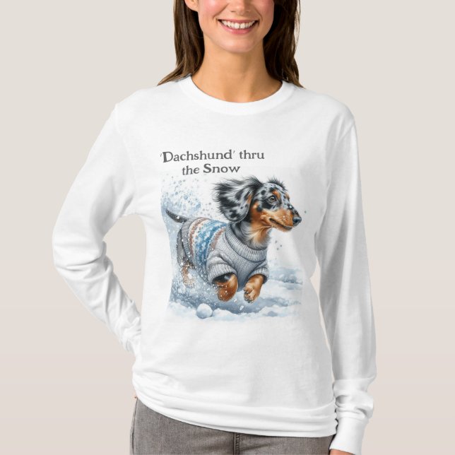 Camiseta de los Navidades Dapple Dachshund (Anverso)