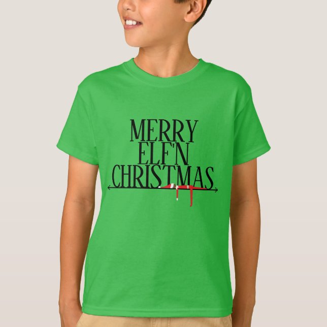 Camiseta de los Navidades de Merry Elf'n (Anverso)