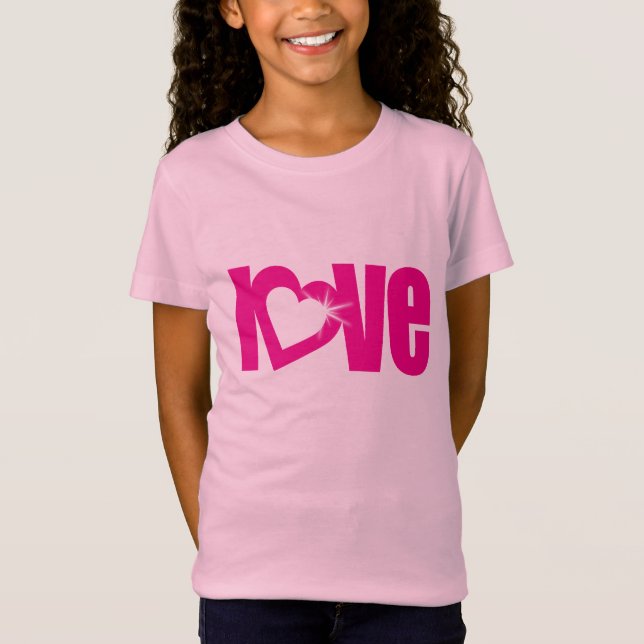 camiseta de los niños de corazón rosado "amor" (Anverso)