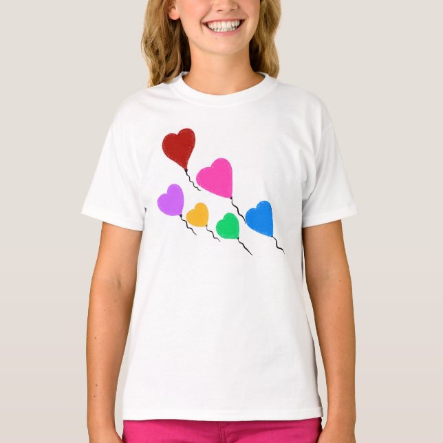 Camiseta de los niños de los globos de corazón (Anverso)