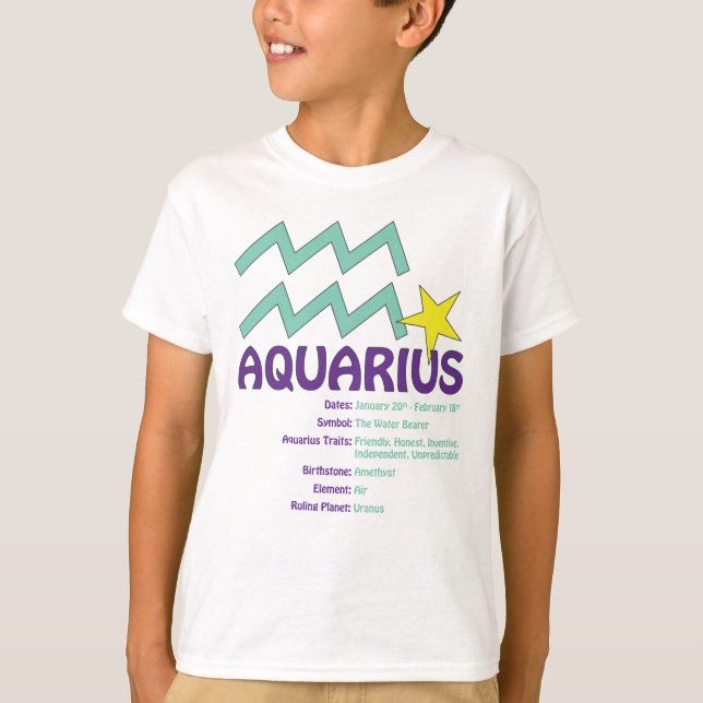 Camiseta de los niños de los rasgos del acuario (Anverso)