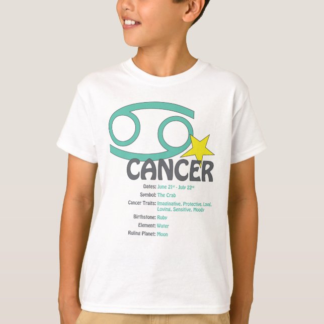 Camiseta de los niños de los rasgos del cáncer (Anverso)