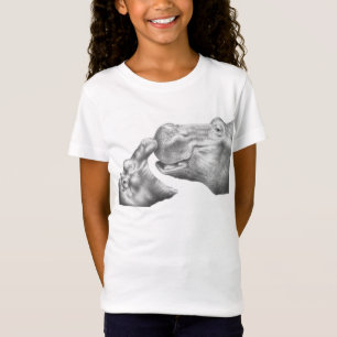 Camiseta de los niños del hipopótamo y del becer