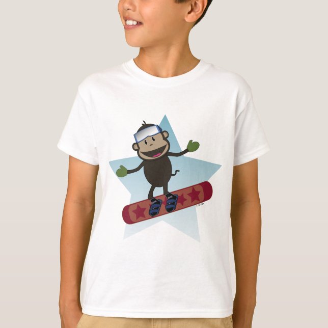 Camiseta de los niños del mono de la snowboard (Anverso)