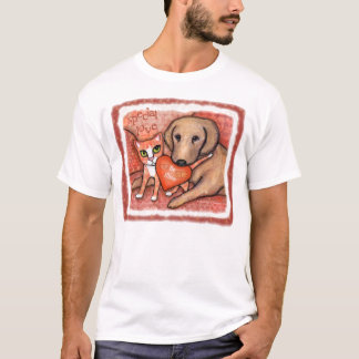 Camiseta de los niños del perro y del gato de la