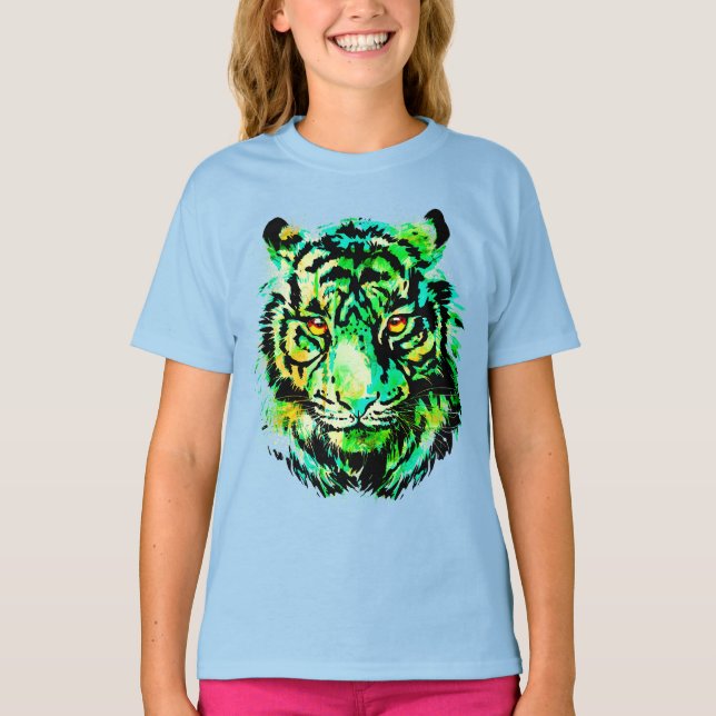 Camiseta de los niños del tigre verde - Dibujo del (Anverso)