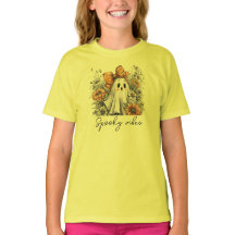 Camiseta De Los Niños Fantasmas Florales Sonriente