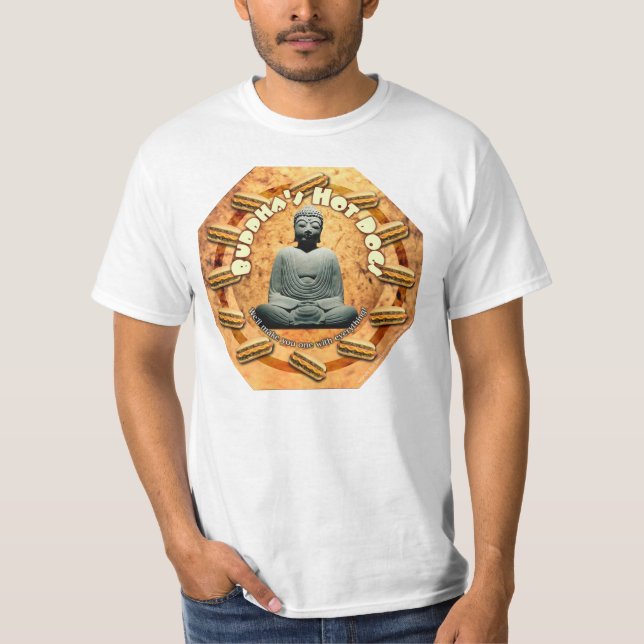 Camiseta de los perritos calientes de Buda (Anverso)