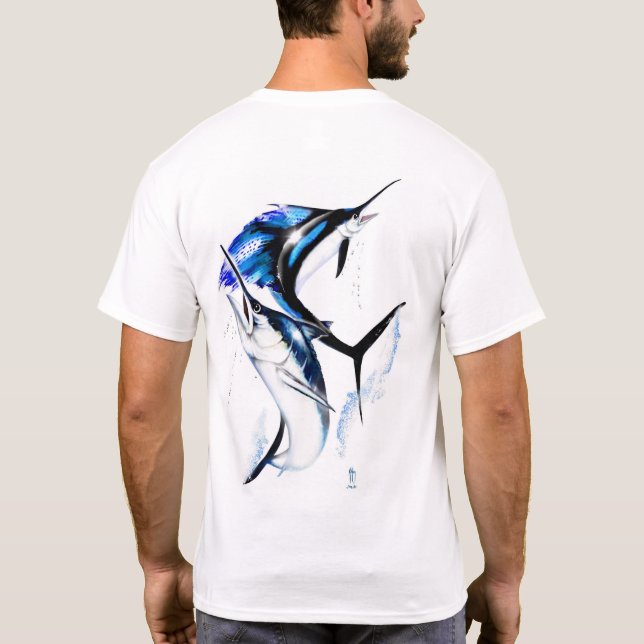 Camiseta de los pescados de la aguja y de la vela (Reverso)