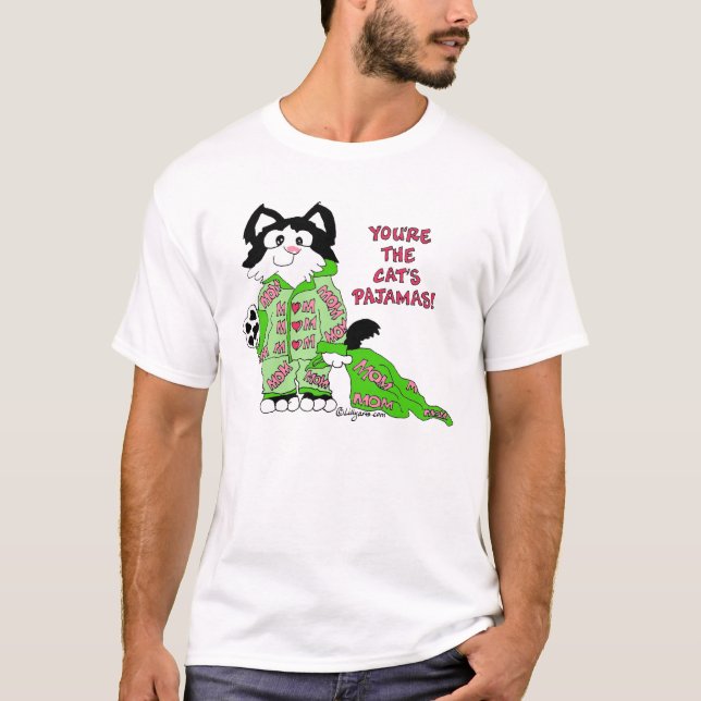 Camiseta de los pijamas del gato del día de madre (Anverso)