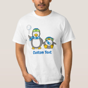Camiseta de los pingüinos que saltan nieve