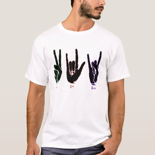 Camiseta de los símbolos de la mano de la roca del (Anverso)