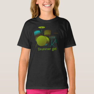 Camiseta de los tambores verde/azul con el texto