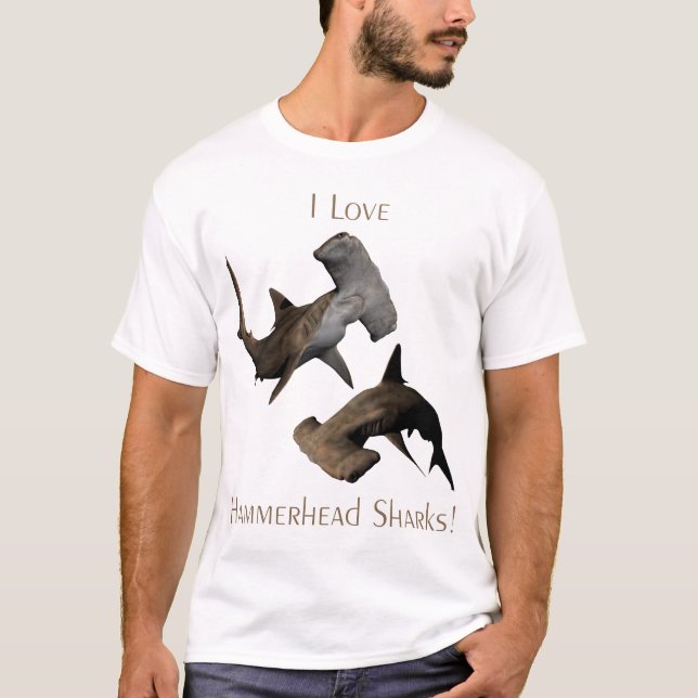 Camiseta de los tiburones de Hammerhead del amor (Anverso)