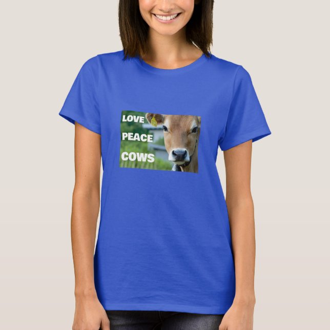Camiseta de Love Peace Cows (oscura) (Anverso)