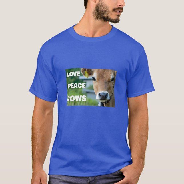 Camiseta de Love Peace Cows (oscura) (Anverso)