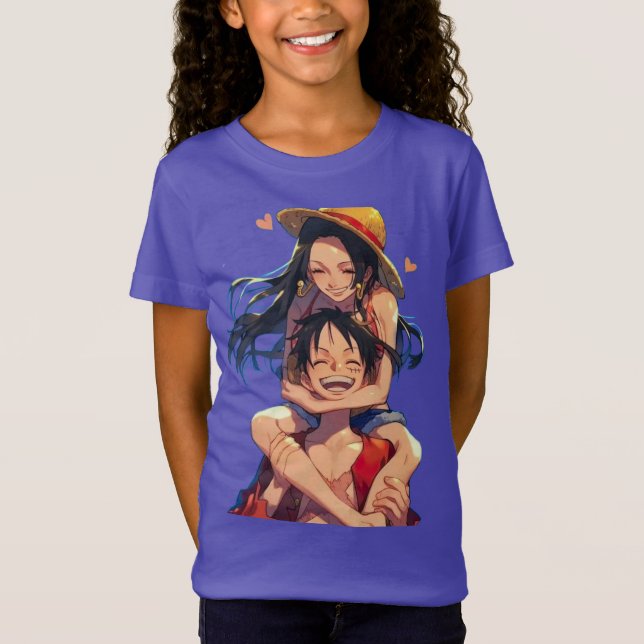 Camiseta de Luffy y Boa Hancock chicas (Anverso)