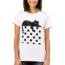Camiseta de lunares negra para mujer