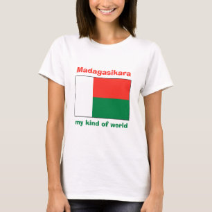 Camiseta de Madagascar con bandera, mapa y texto