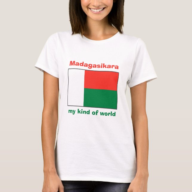 Camiseta de Madagascar con bandera, mapa y texto (Anverso)