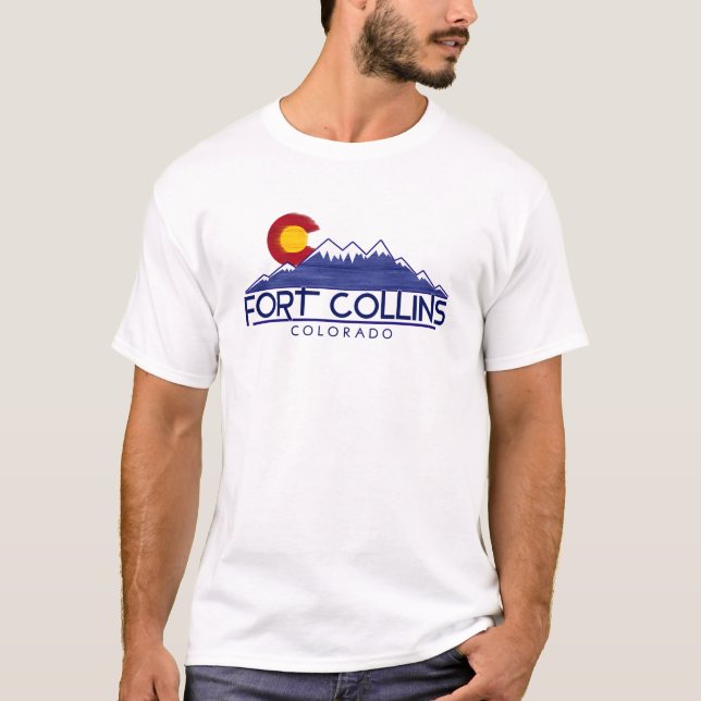 camiseta de madera montañas Fort Collins Colorado (Anverso)