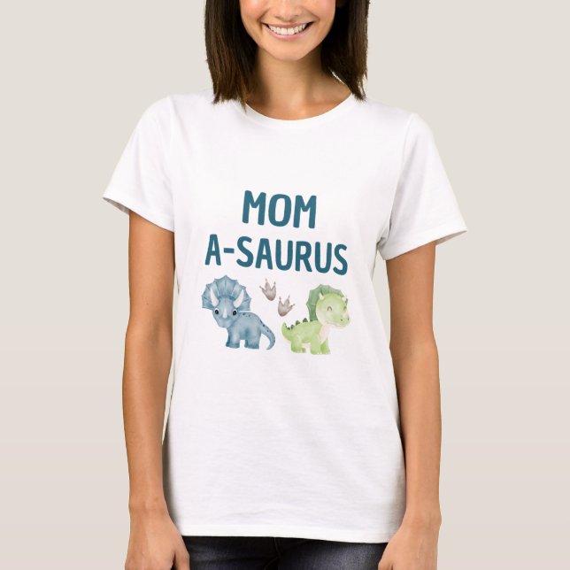 Camiseta de mamá-A-Saurus de primer cumpleaños (Anverso)