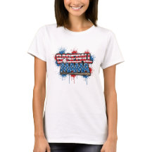 Camiseta de Mama de Béisbol Patriótica con Diseño 