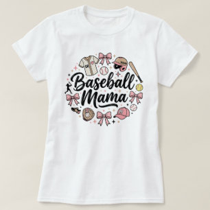 Camiseta de Mamá de Béisbol Rosa Lindo - Día de Ju