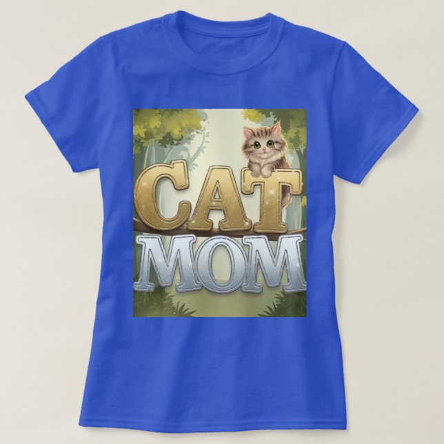 Camiseta de mamá de gato azul (Diseño del anverso)