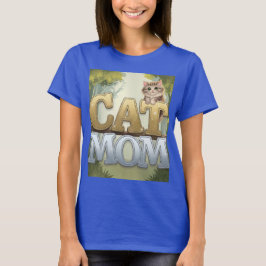 Camiseta de mamá de gato azul