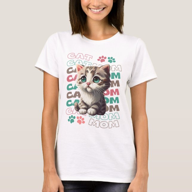 Camiseta de mamá de gato con gatito adorable (Anverso)