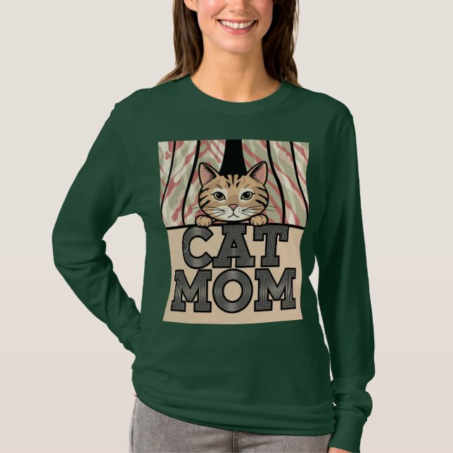 Camiseta de mamá de gato verde (Anverso)