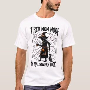 Camiseta de Mamá de Halloween Disfraz Cansado Gráf