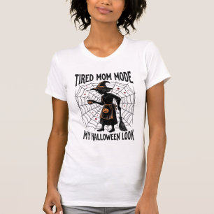Camiseta de Mamá de Halloween Disfraz Cansado Gráf