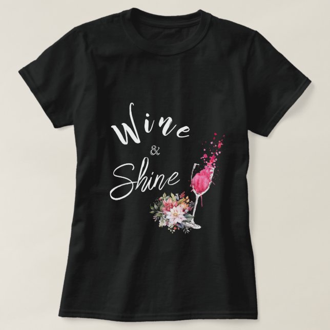 Camiseta de mamá negra con vino y brillantes (Diseño del anverso)