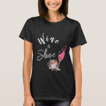 Camiseta de mamá negra con vino y brillantes