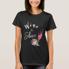 Camiseta de mamá negra con vino y brillantes