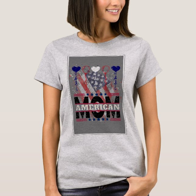 Camiseta de mamá norteamericana - globo de bandera (Anverso)