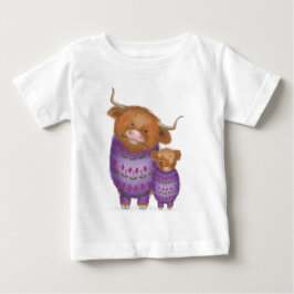 Camiseta de mamá y bebé de vaca Highland