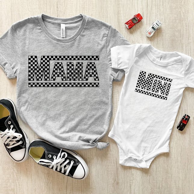 Camiseta de mamás a cuadros - Coincide con tu Mini (Mama Mini Tshirts Checkered - Likes Vans)