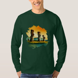 Camiseta de manga completa verde oscuro para hombr