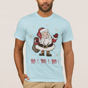 Camiseta de manga corta azul de Santa Claus