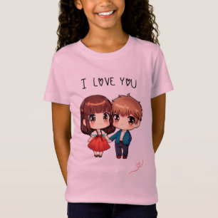 Camiseta de manga corta con diseño de niño y Chica