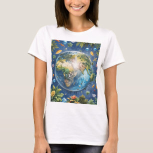 camiseta de manga corta de imagen terrestre